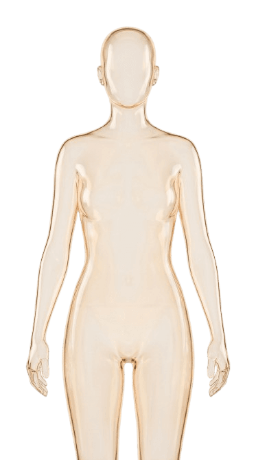 Translucent liquid glass female silhouette